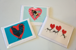 Valentine's Cards by Lou Smith £2 ea. More designs to follow. Coq! Heart, Bee my Valentine and Love Ants