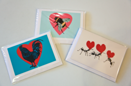 Valentine's Cards by Lou Smith £2 ea. More designs to follow. Coq! Heart, Bee my Valentine and Love Ants